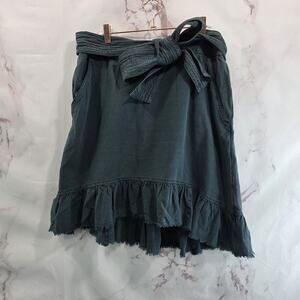 Anthropologie Dark Teal Mini Skirt with Tie Waist